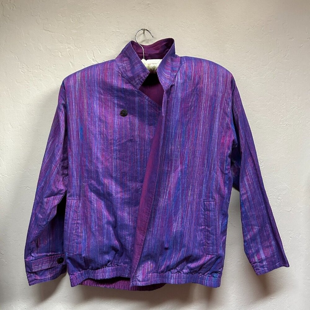 Vintage The Pilot Collection Hand Woven Cotton Reversible Jacket Small Purple - Picture 3 of 11